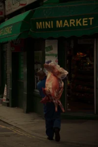 Mini Market Meat Man in London. Photographed by Dennis Riebenstahl.