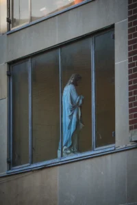 Porcelain Jesus in an abandoned Apartment in Toronto. Shot by Dennis Riebenstahl.